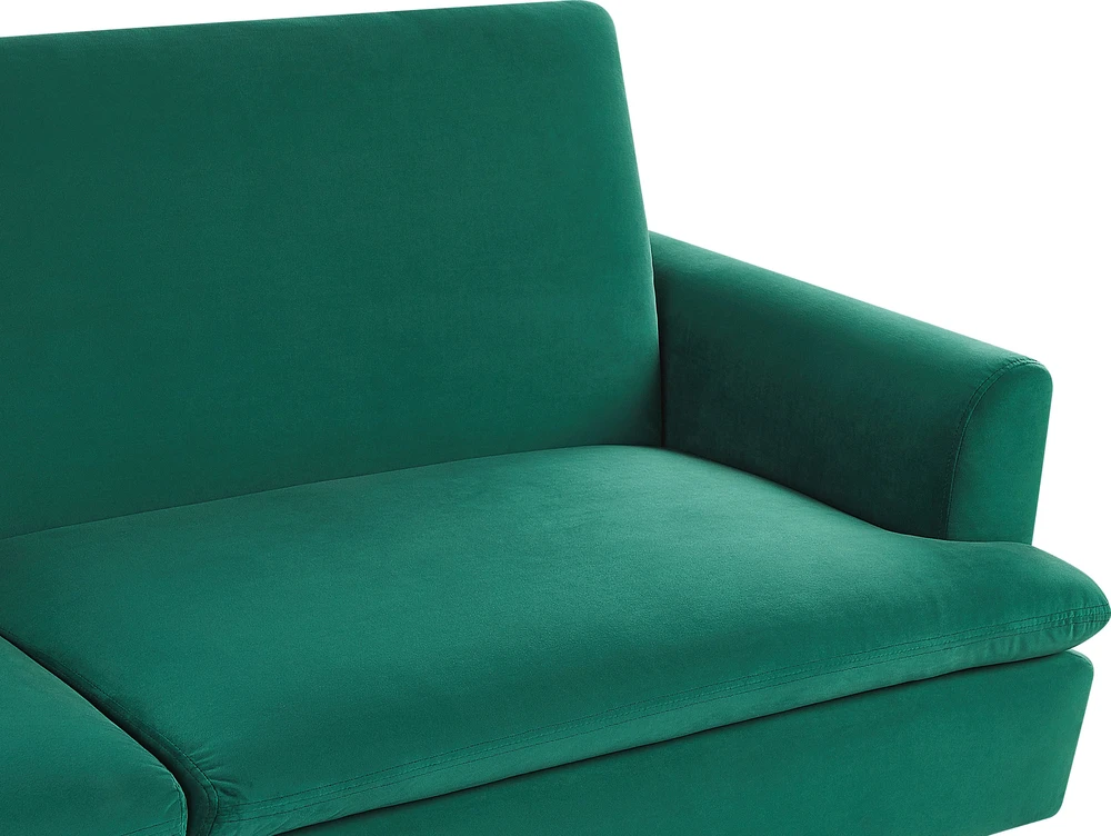 Beliani Trivietė išskleidžiama sofa VETTRE, veliūras, tamsiai žalia