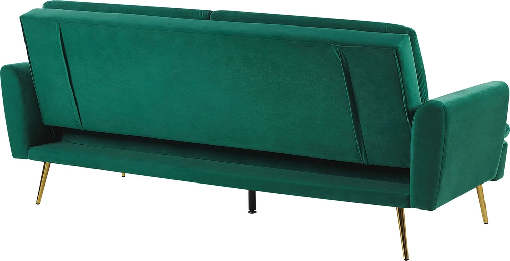 Beliani Trivietė išskleidžiama sofa VETTRE, veliūras, tamsiai žalia