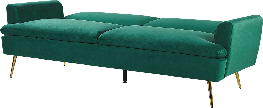 Beliani Trivietė išskleidžiama sofa VETTRE, veliūras, tamsiai žalia
