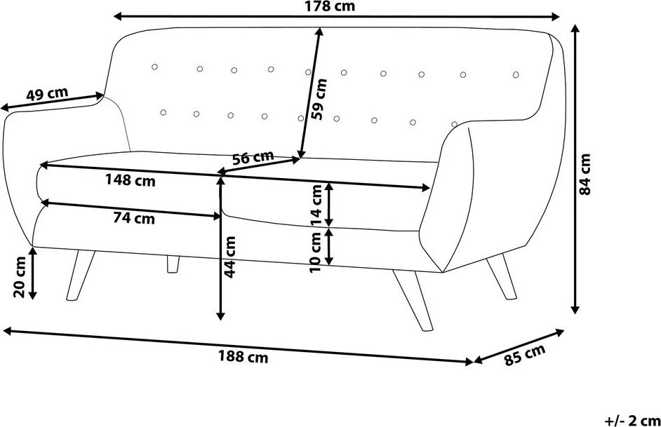 Beliani 3 vietų sofa BODO veliūrinė smaragdinė