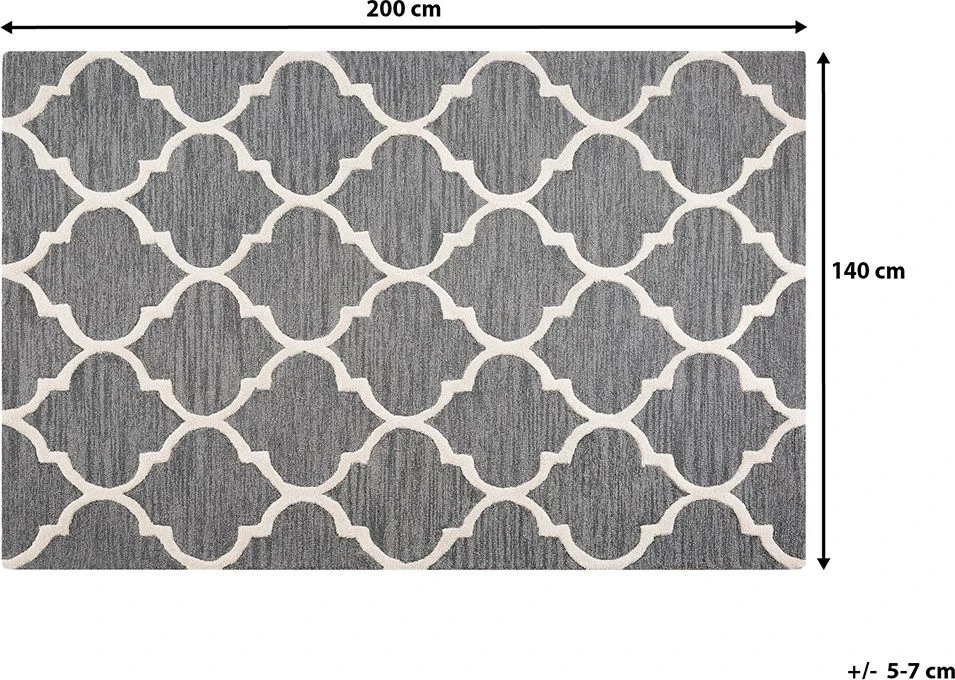 Beliani Kilimas YALOVA pilkas 140 x 200 cm vilnonis