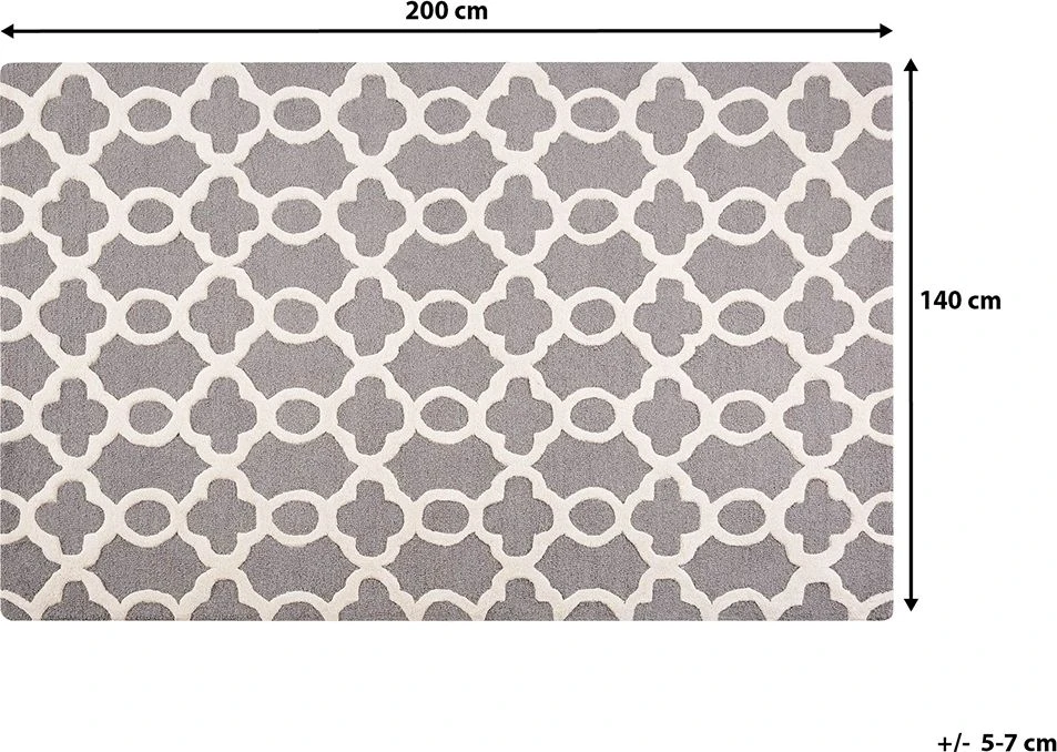 Beliani Kilimas ZILE Pilkas 140 x 200 cm Vilna