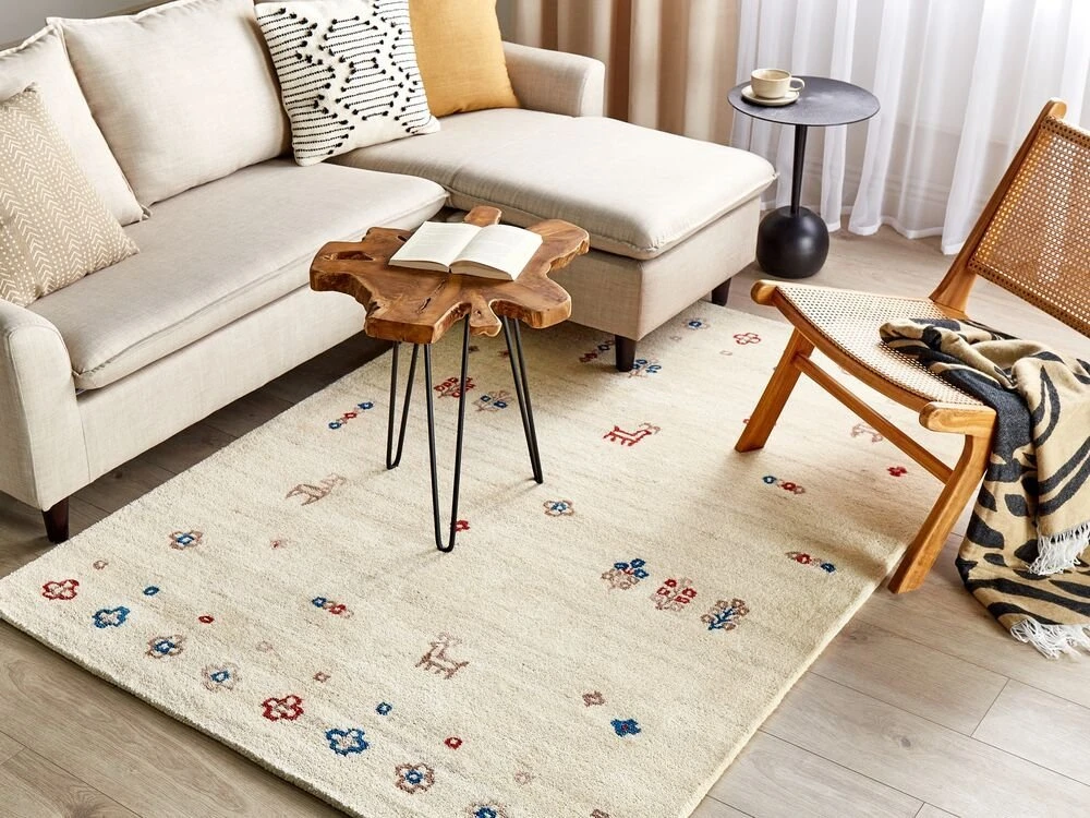 Beliani Kilimas SULUCA smėlio spalvos 140 x 200 cm vilnonis Gabbeh