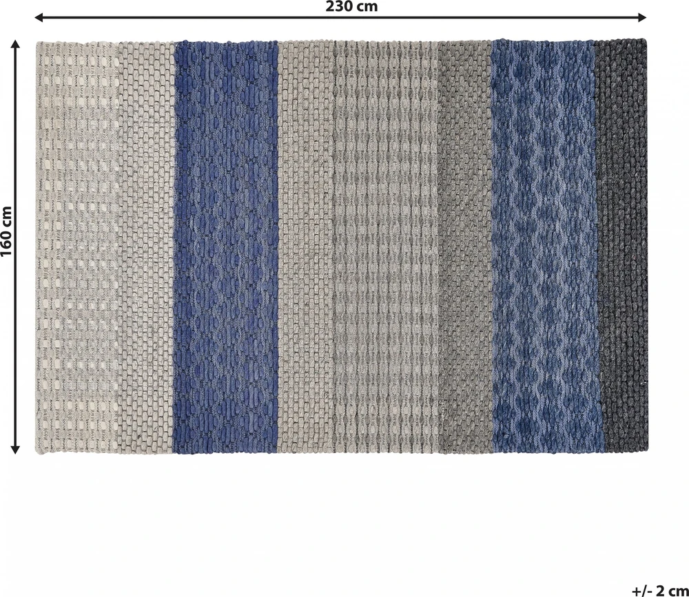 Beliani Kilimas AKKAYA Mėlynas 160 x 220 cm Vilnos