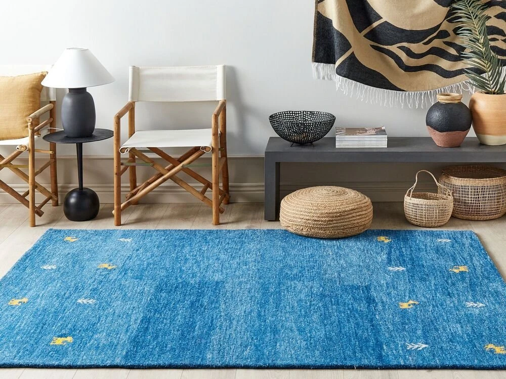 Beliani Kilimas CALTI tamsiai mėlynas 160 x 230 cm Vilna Gabbeh
