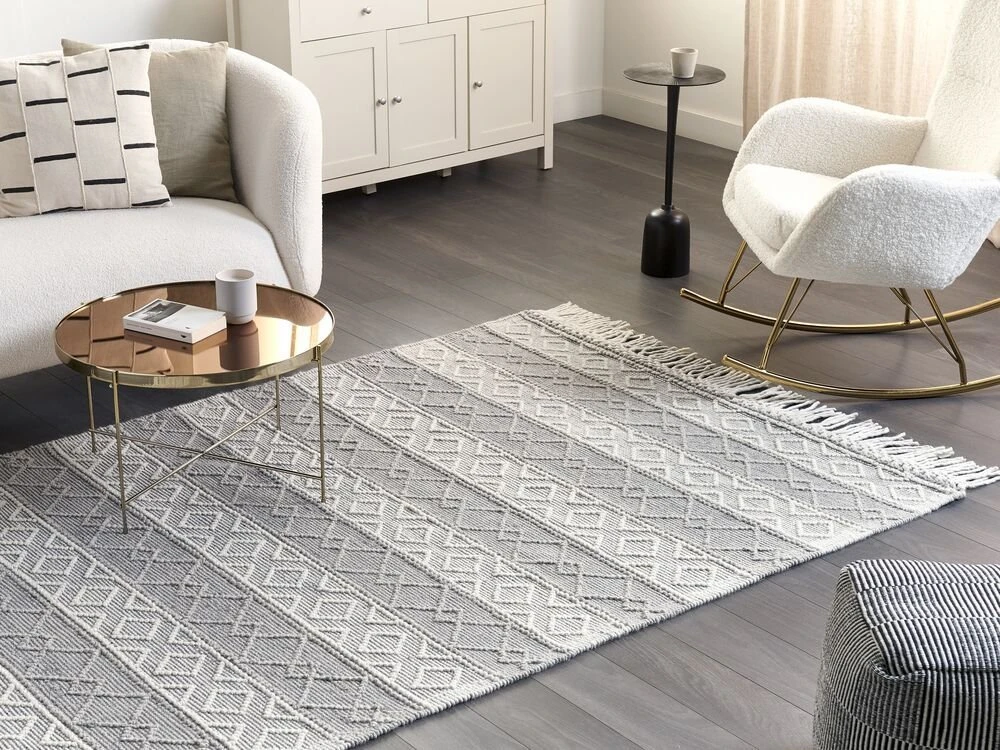 Beliani Kilimas TONYA pilkas 160 x 230 cm vilnos
