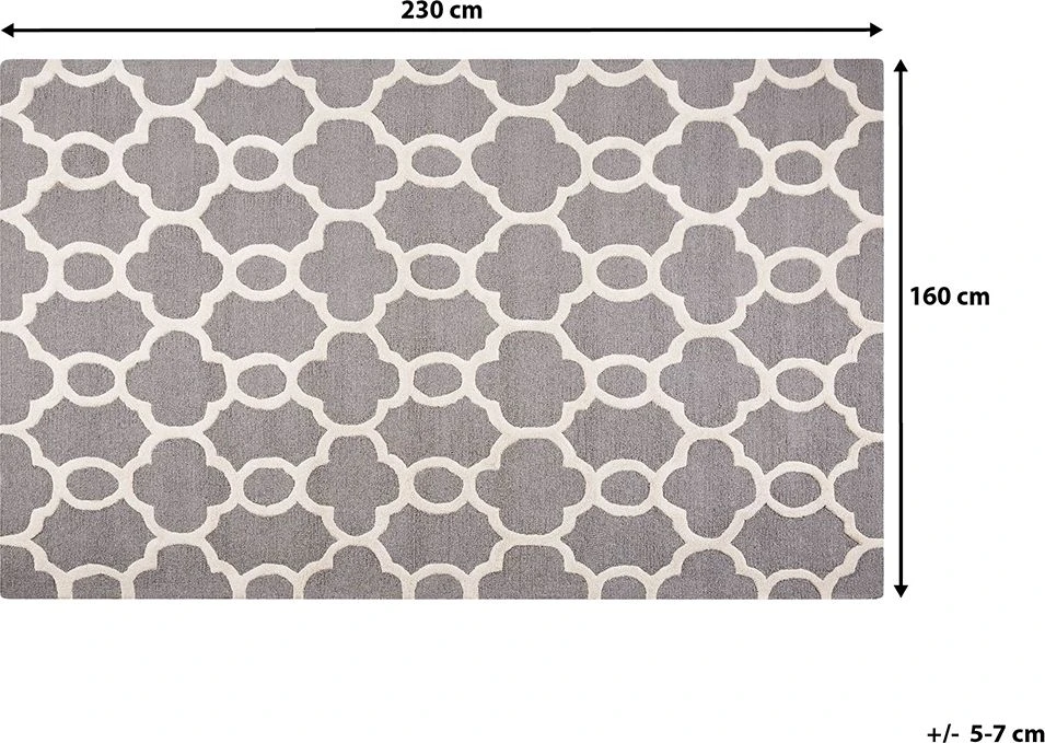 Beliani Kilimas ZILE Pilkas 160 x 230 cm Vilna