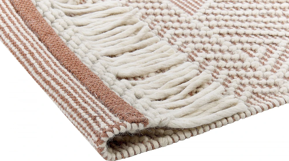 Beliani Kilimas KESTEL rudas smėlio spalvos 160 x 230 cm vilnonis