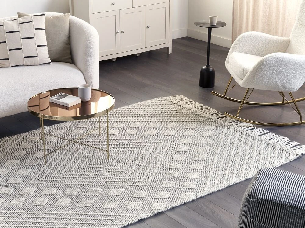 Beliani Kilimas SAVUR Pilkas 160 x 230 cm Vilnonis