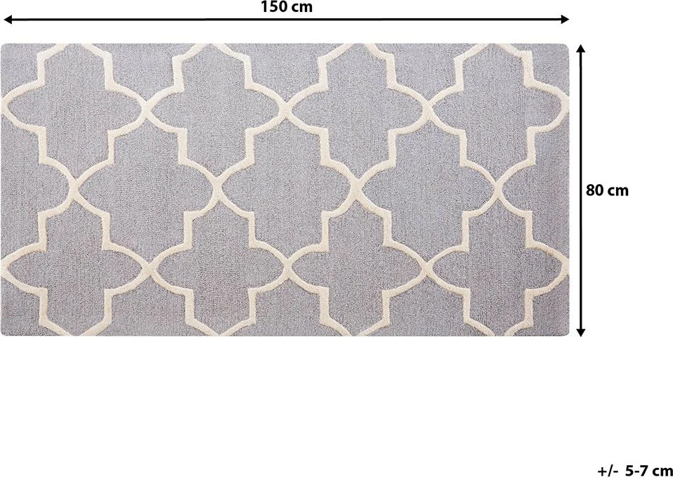 Beliani Kilimas SILVAN šviesiai pilkas 80 x 150 cm vilnonis