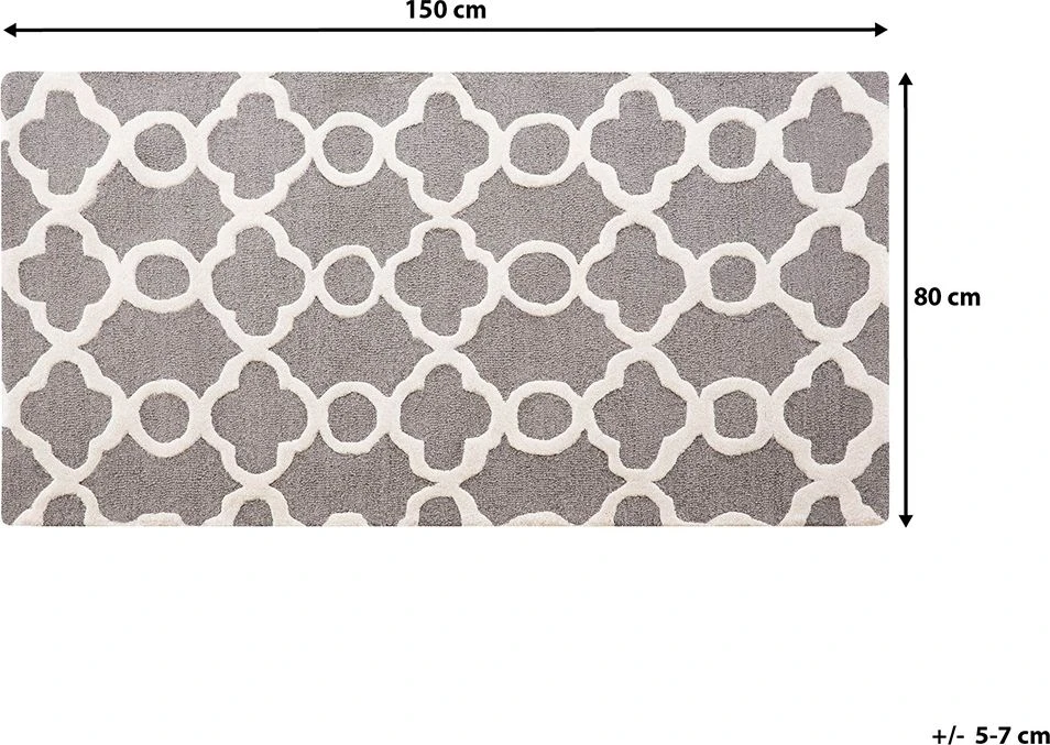 Beliani Kilimas ZILE pilkas 80 x 150 cm vilnonis