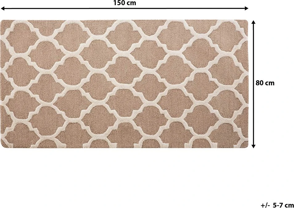 Beliani Kilimas ERBAA smėlio spalvos 80 x 150 cm vilnonis