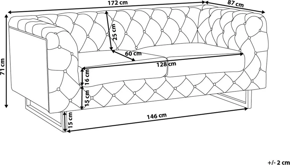 Beliani Dvivietė sofa VISSLAND šviesiai pilka