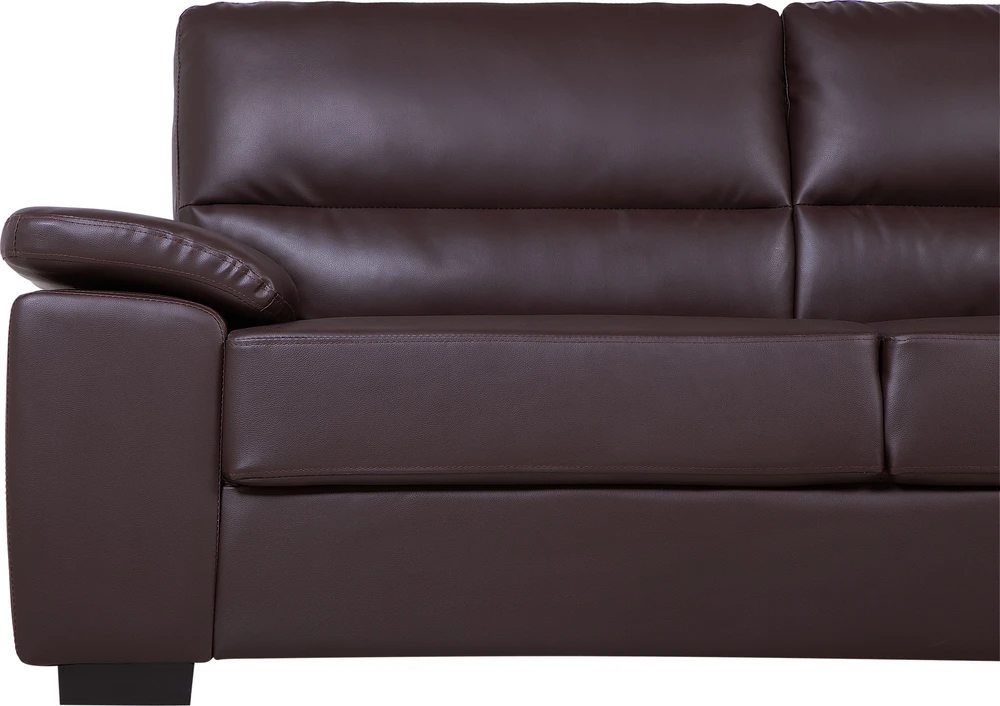 Beliani Trivietė sofa VOGAR dirbtinės odos tamsiai ruda