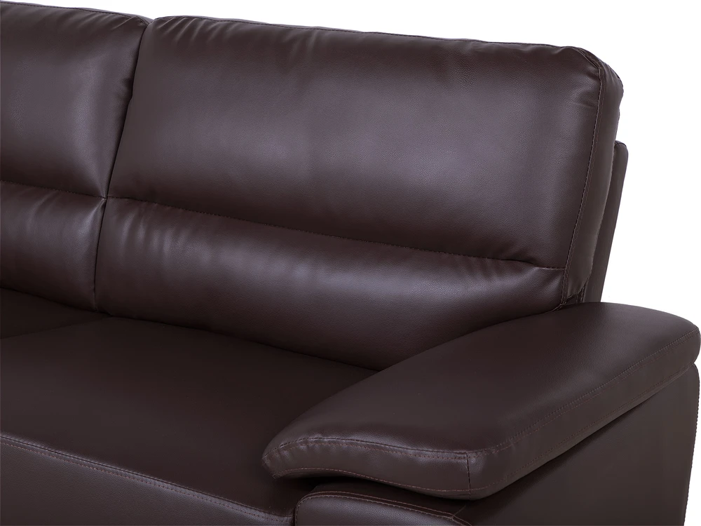 Beliani Trivietė sofa VOGAR dirbtinės odos tamsiai ruda