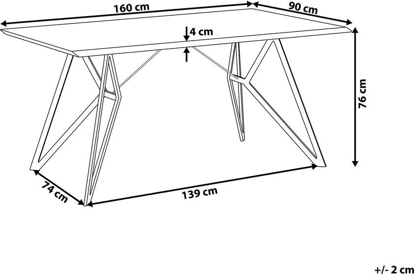 Beliani Valgomojo stalas BUSCOT pilko betono efekto 160 cm 90 cm