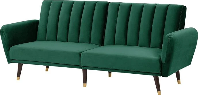 Beliani Trivenė išskleidžiama sofa VIMMERBY, veliūras, smaragdinė