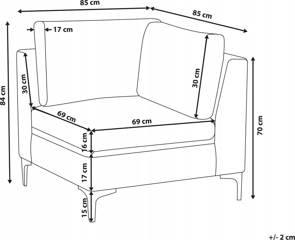 Sofa Beliani Kampinis modulis EVJA, rožinis veliūras