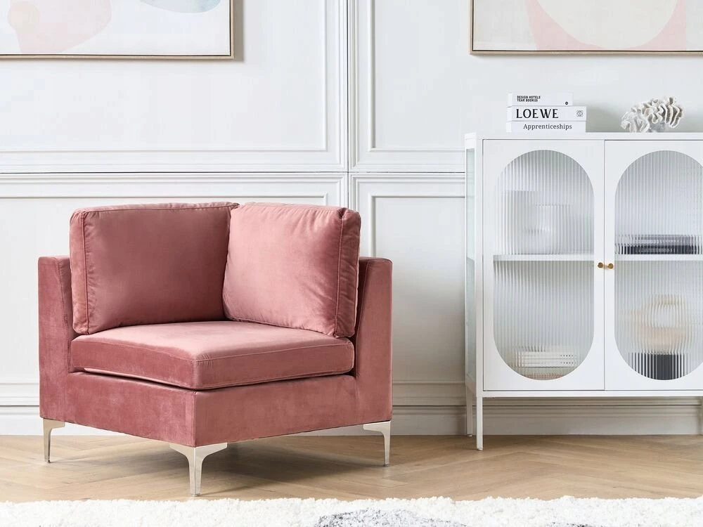Sofa Beliani Kampinis modulis EVJA, rožinis veliūras