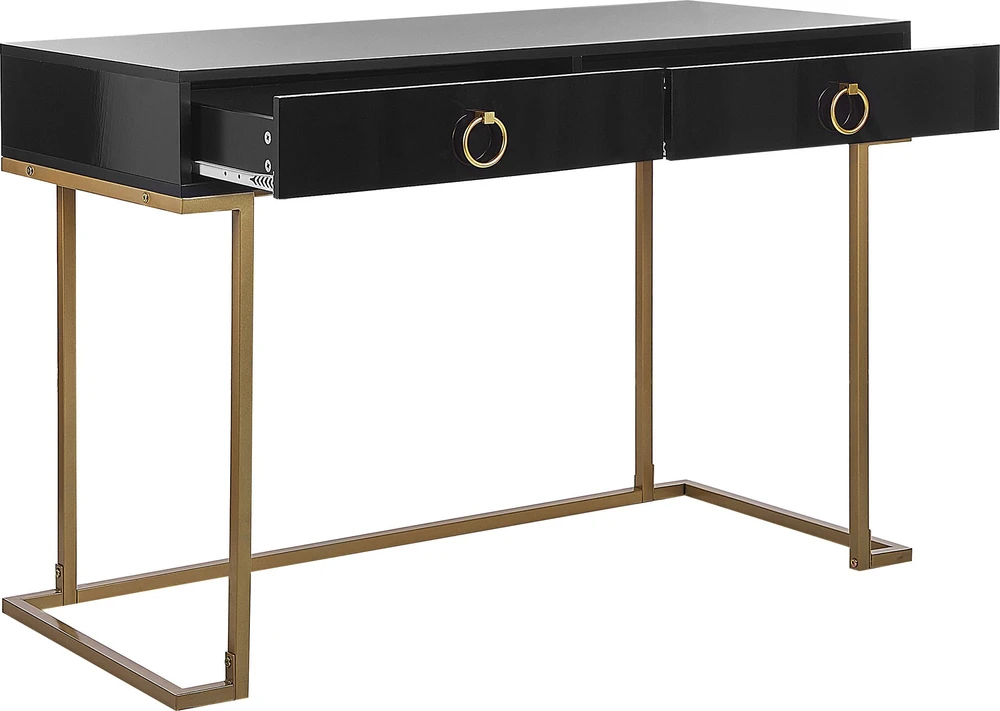 Beliani Konsolė WESTPORT juoda/auksinė 115 cm 50 cm su stalčiais