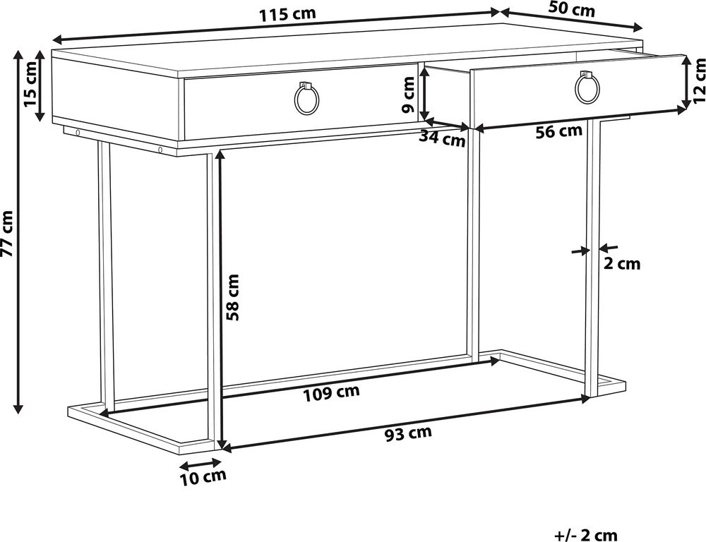 Beliani Konsolė WESTPORT juoda/auksinė 115 cm 50 cm su stalčiais
