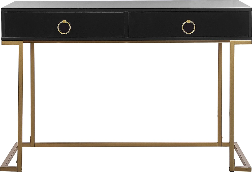 Beliani Konsolė WESTPORT juoda/auksinė 115 cm 50 cm su stalčiais