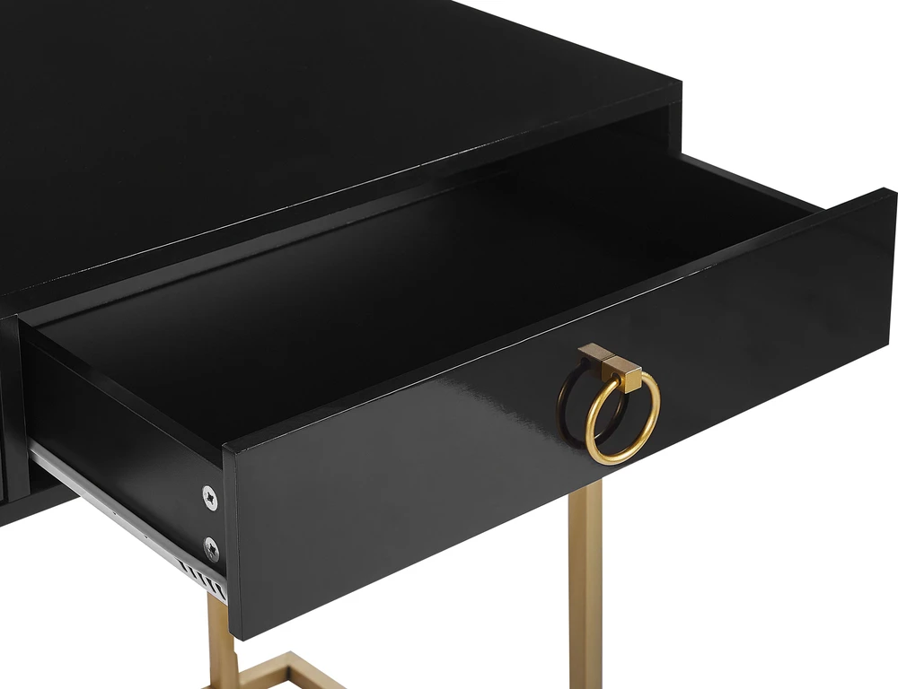 Beliani Konsolė WESTPORT juoda/auksinė 115 cm 50 cm su stalčiais