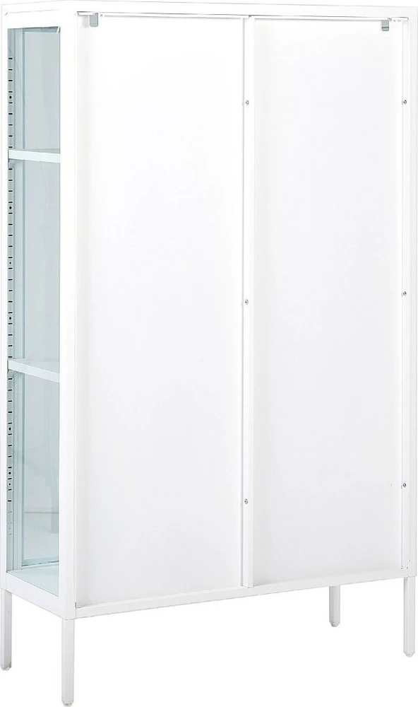 Beliani Vitrina su stiklinėmis durelėmis NASH Metal 90 cm balta