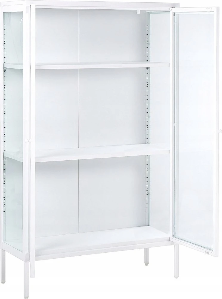 Beliani Vitrina su stiklinėmis durelėmis NASH Metal 90 cm balta