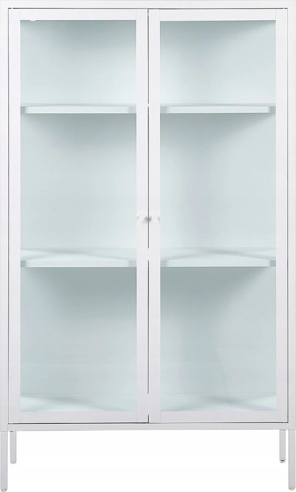Beliani Vitrina su stiklinėmis durelėmis NASH Metal 90 cm balta