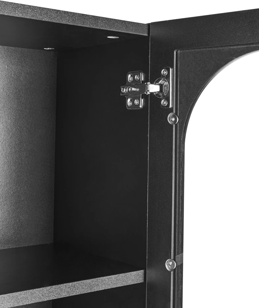 Beliani Vitrina su stiklinėmis durelėmis LANGFORD 100 cm, juoda