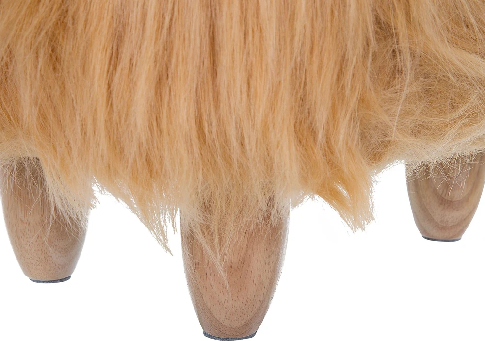 Fotelis Beliani Pufas gyvūnas WOOLLY dirbtinio kailio smėlio spalvos raganosis