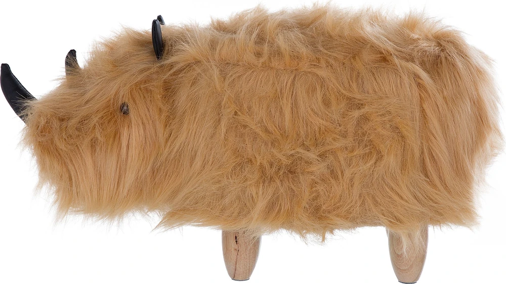 Fotelis Beliani Pufas gyvūnas WOOLLY dirbtinio kailio smėlio spalvos raganosis