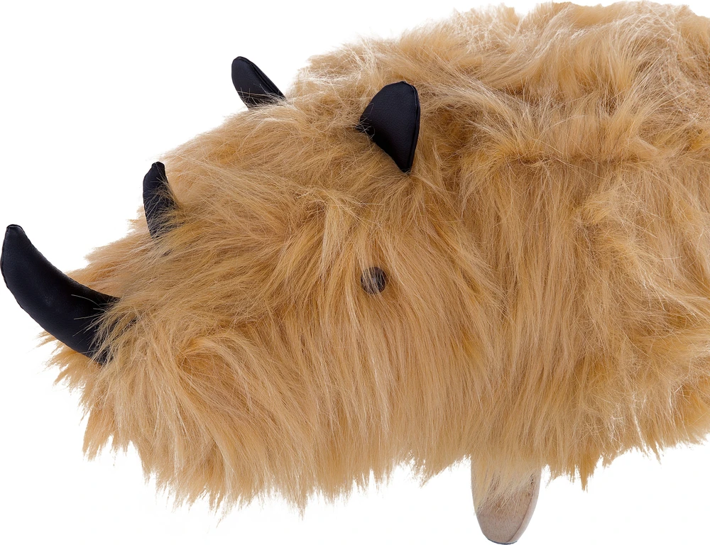 Fotelis Beliani Pufas gyvūnas WOOLLY dirbtinio kailio smėlio spalvos raganosis