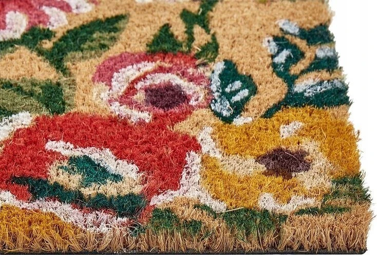 Beliani Durų kilimėlis KITA Spalvingas 40 x 60 cm Gėlės Kokoso pluoštas