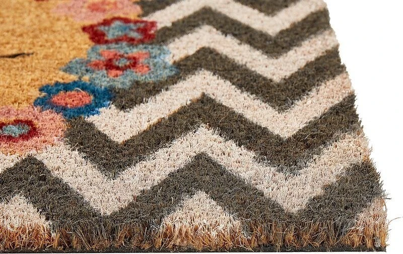 Beliani Sėdimas kilimėlis TAHAN spalvotas 40 x 60 cm užrašas kokoso pluoštas