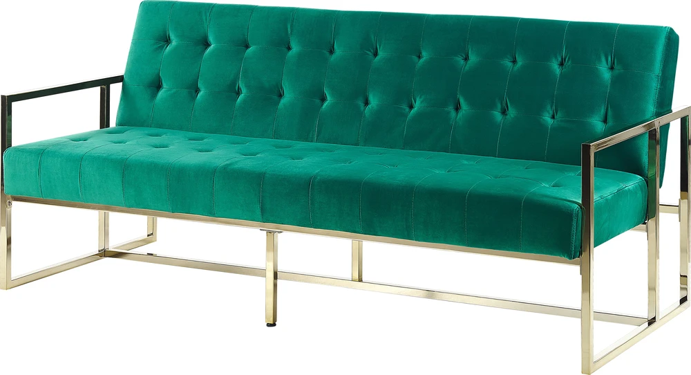 Beliani Išskleidžiama 3 vietų sofa MARSTAL, veliūras, smaragdinė