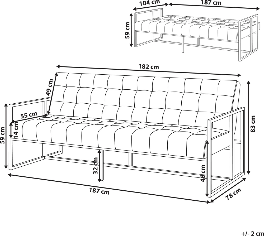 Beliani Išskleidžiama 3 vietų sofa MARSTAL, veliūras, smaragdinė