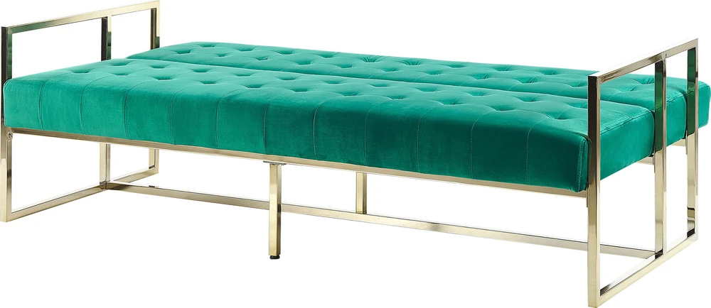 Beliani Išskleidžiama 3 vietų sofa MARSTAL, veliūras, smaragdinė