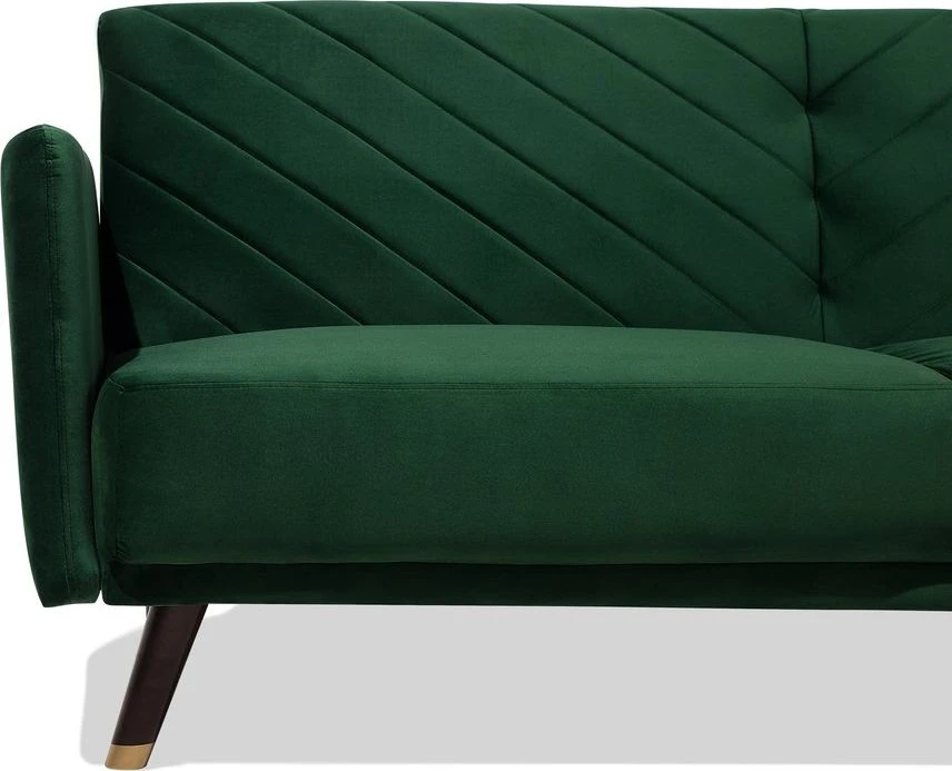 Beliani Išskleidžiama trijų vietų sofa SENJA, veliūras, smaragdinė