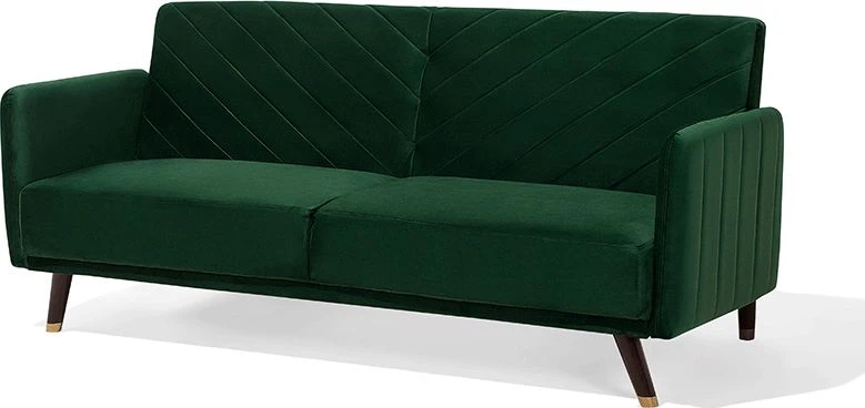 Beliani Išskleidžiama trijų vietų sofa SENJA, veliūras, smaragdinė