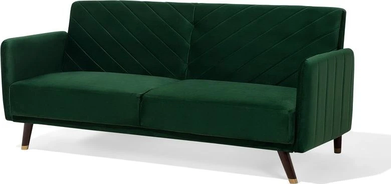 Beliani Išskleidžiama trijų vietų sofa SENJA, veliūras, smaragdinė