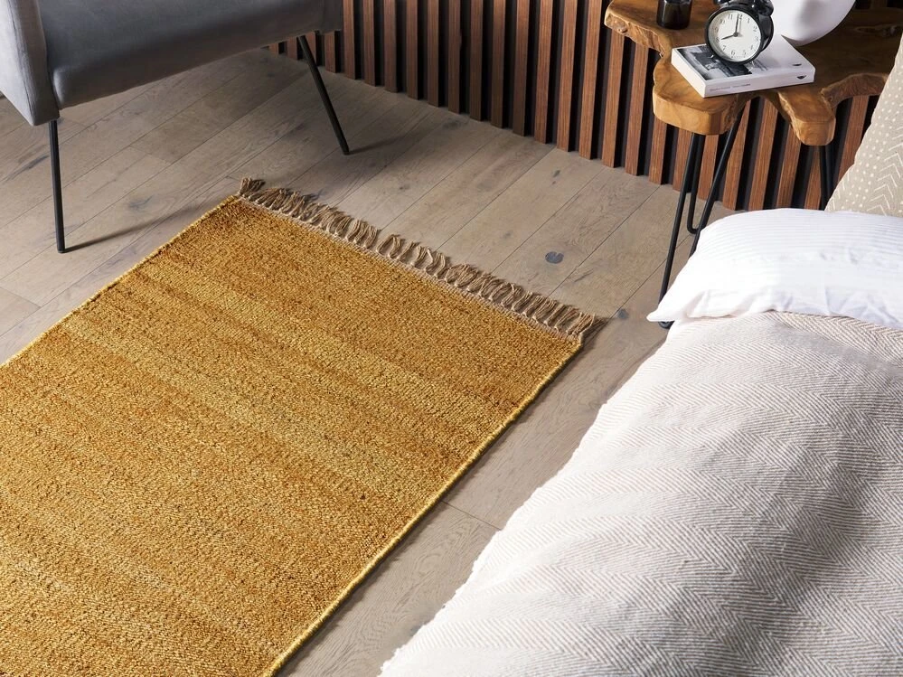 Beliani Kilimas LUNIA Garstyčių spalvos 80 x 150 cm Džiutas
