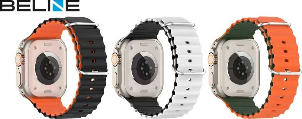 Beline Apple Watch Silicone Waves apyrankė38/40/41mm žalios spalvos-oranžinės spalvos Box