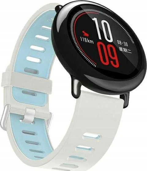 Beline apyrankė Watch 20mm Double Color silikoninė baltos ir mėlynos spalvos box