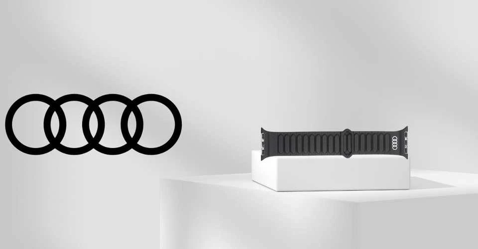 apyrankė Audi Logo Synthetic Leather Magnetic Ring for Apple Watch 40/41/42mm juodos spalvos