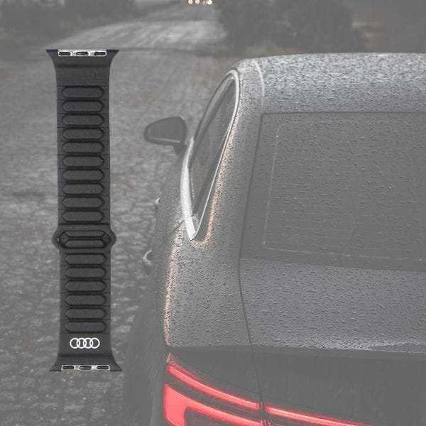 apyrankė Audi Logo Synthetic Leather Magnetic Ring for Apple Watch 40/41/42mm juodos spalvos