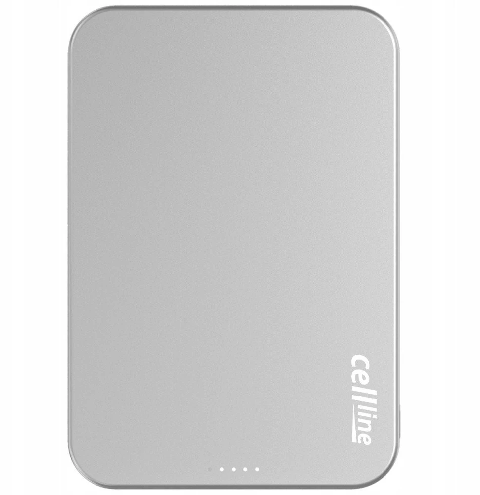 Beline Mini Powerbank Cellline MagSafe 5000mAh Qi2 15W CL-MBP-02 pilkos spalvos / titano Magnetinis belaidis mini įkroviklis