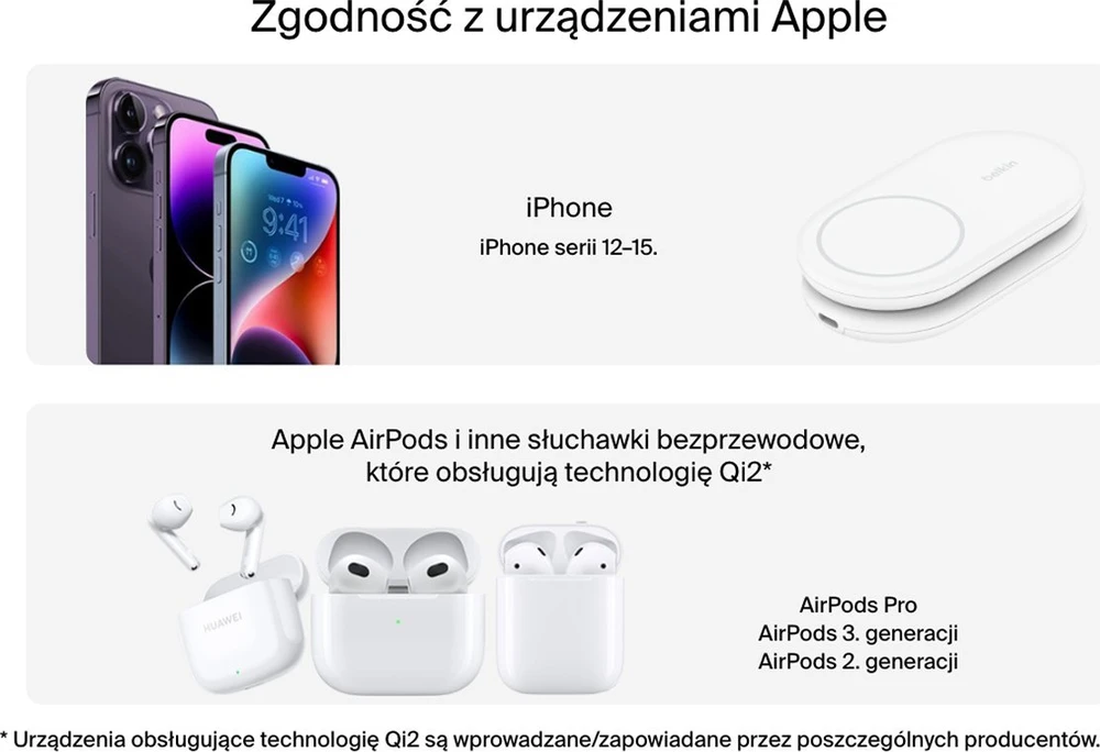 Belkin MagSafe Qi2 15 W balta su adapteriu 36 W