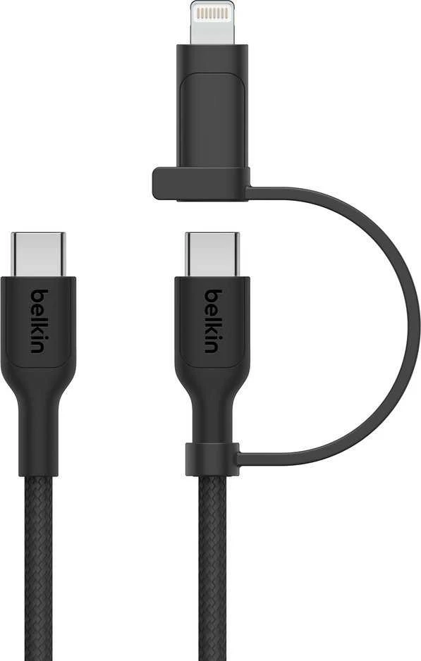 Belkin BOOST CHARGE 2-in-1 įkroviklis su USB-C/Lig. 1,5 m sw.CAC003hq1.5MBK